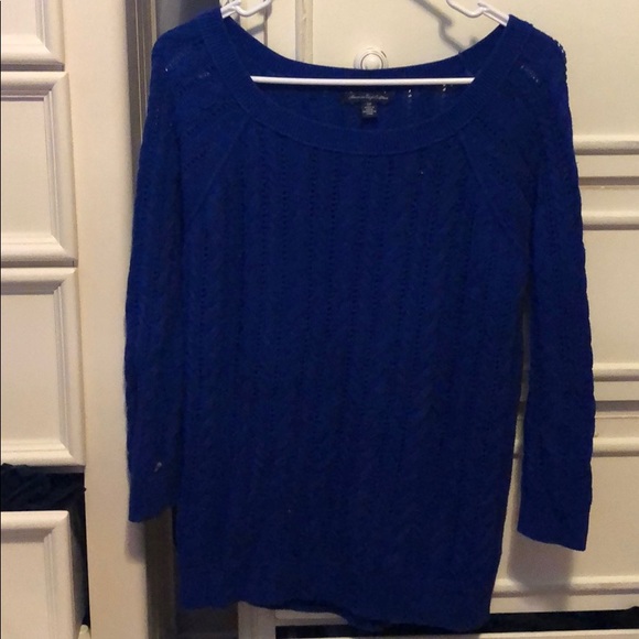 American Eagle Blue Cable Knit Sweater - Picture 1 of 3